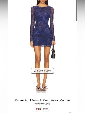 Free People Katana Mini Dress Deep Ocean Combo